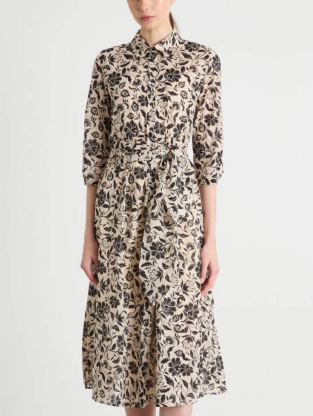 Joie Linen Womens Floral Shirt Dress In White And Black